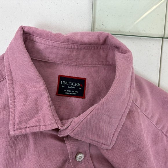 UNTUCKit Harken Shirt Mens Size XL Red Button Up Long Sleeve Wrinkle Free - Picture 5 of 5